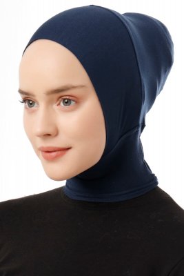 Elnara - Bonnet Plain Hijab Blu Navy