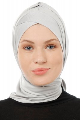 Isra Cross - Hijab One-Piece Viscosa Grigio Chiaro