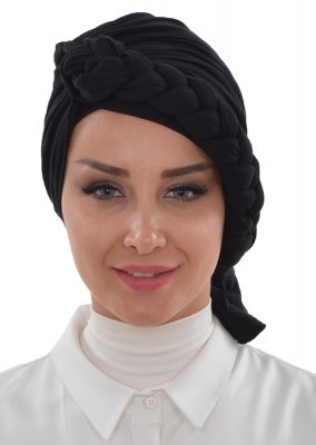 Theresa - Turbante Di Cotone Nero - Ayse Turban