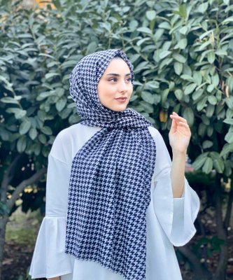 Soheila - Hijab Di Cotone Fantasia Nero & Grigio
