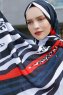 Emel - Hijab Fantasia Blu Navy & Rosso - Sal Evi
