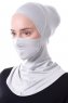 Damla - Bonnet Maschera Ninja Hijab Grigio Chiaro