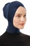 Elnara - Bonnet Cross Hijab Blu Navy