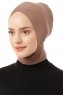 Elnara - Bonnet Cross Hijab Taupe Scuro