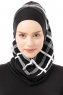 Ekose Plain - Hijab Al Amira One-Piece Nero & Bianca