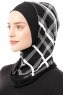 Ekose Plain - Hijab Al Amira One-Piece Nero & Bianca