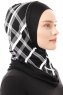 Ekose Plain - Hijab Al Amira One-Piece Nero & Bianca