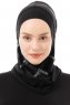 Ekose Plain - Hijab Al Amira One-Piece Nero & Grigio Chiaro