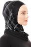 Ekose Plain - Hijab Al Amira One-Piece Nero & Grigio Chiaro