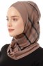 Ekose Cross - Hijab Al Amira One-Piece Taupe Scuro