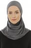 Hanfendy Plain Logo - Hijab One-Piece Grigio Scuro