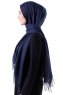 Demet - Hijab Pashmina Blu Navy