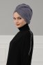Amy - Turbante Di Cotone Grigio - Ayse Turban