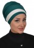 Elsa - Turbante Di Cotone Verde Scuro & Creme