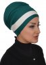Elsa - Turbante Di Cotone Verde Scuro & Creme