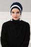 Elsa - Turbante Di Cotone Blu Navy & Creme
