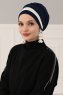 Elsa - Turbante Di Cotone Blu Navy & Creme