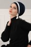 Elsa - Turbante Di Cotone Blu Navy & Creme