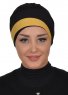 Elsa - Turbante Di Cotone Nero & Mostarda