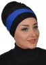 Elsa - Turbante Di Cotone Nero & Blu 