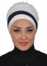 Elsa - Turbante Di Cotone Creme & Blu Navy