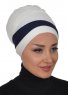 Elsa - Turbante Di Cotone Creme & Blu Navy