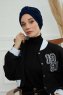 Laura - Turbante Di Cotone Blu Navy