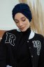 Laura - Turbante Di Cotone Blu Navy