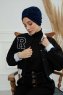 Laura - Turbante Di Cotone Blu Navy