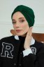 Laura - Turbante Di Cotone Verde Scuro