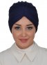 Wilma - Turbante Di Cotone Blu Navy - Ayse Turban