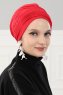 Linda - Turbante Di Cotone Rosso - Ayse Turban
