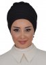 Monica - Turbante Di Cotone Nero - Ayse Turban