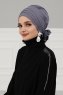 Monica - Turbante Di Cotone Grigio - Ayse Turban