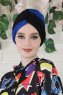 Fiona - Turbante Di Cotone Nero & Blu