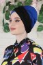 Fiona - Turbante Di Cotone Nero & Blu