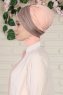 Fiona - Turbante Di Cotone Taupe Scuro & Rosa Antico