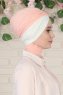 Fiona - Turbante Di Cotone Rosa Antico & Creme