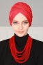 Fiona - Turbante Di Cotone Rosso - Ayse Turban