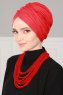 Fiona - Turbante Di Cotone Rosso - Ayse Turban