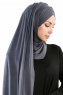 Cansu Mörkgrå 3X Jersey Hijab Sjal Ecardin 200927-4