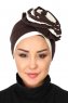 Clara - Turbante Di Cotone Marrone & Creme