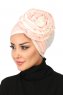 Clara - Turbante Di Cotone Rosa Antico & Creme