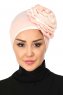 Clara - Turbante Di Cotone Rosa Antico & Creme