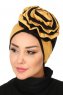Clara - Turbante Di Cotone Mostarda & Nero
