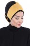 Clara - Turbante Di Cotone Mostarda & Nero