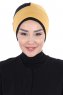 Clara - Turbante Di Cotone Mostarda & Nero