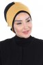 Clara - Turbante Di Cotone Mostarda & Nero