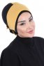 Clara - Turbante Di Cotone Mostarda & Nero