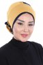 Clara - Turbante Di Cotone Mostarda & Blu Navy